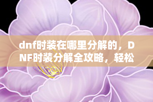 dnf时装在哪里分解的，DNF时装分解全攻略，轻松获取珍贵材料