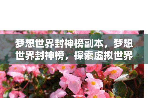 梦想世界封神榜副本，梦想世界封神榜，探索虚拟世界的无限可能