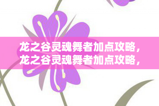 龙之谷灵魂舞者加点攻略，龙之谷灵魂舞者加点攻略，打造高效战斗舞者