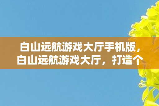 白山远航游戏大厅手机版，白山远航游戏大厅，打造个性化游戏体验的优质平台