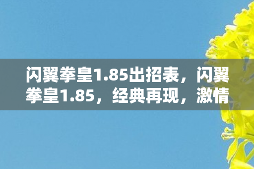 闪翼拳皇1.85出招表，闪翼拳皇1.85，经典再现，激情重燃