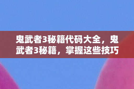 鬼武者3秘籍代码大全，鬼武者3秘籍，掌握这些技巧，提升你的游戏实力