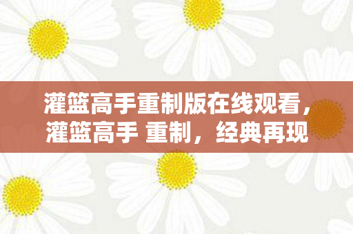 灌篮高手重制版在线观看，灌篮高手 重制，经典再现，情怀与创新的完美融合