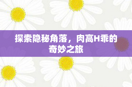 探索隐秘角落，肉高H乖的奇妙之旅
