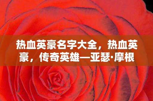 热血英豪名字大全，热血英豪，传奇英雄—亚瑟·摩根的传奇故事