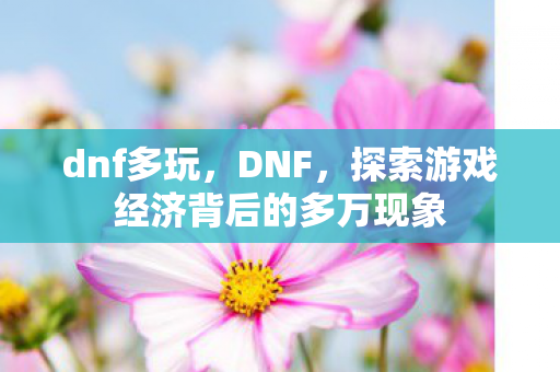 dnf多玩，DNF，探索游戏经济背后的多万现象