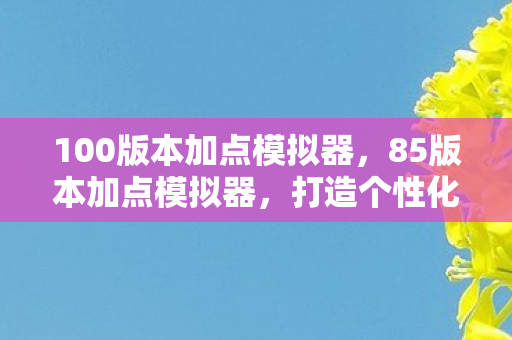 100版本加点模拟器，85版本加点模拟器，打造个性化角色，提升游戏战斗力的关键工具