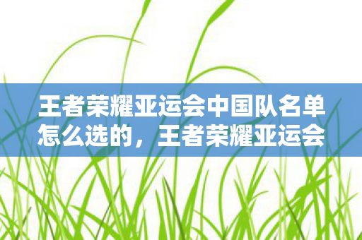 王者荣耀亚运会中国队名单怎么选的,王者荣耀亚运会中国队阵容揭晓,顶尖选手齐聚,共赴荣耀征程 王者荣耀亚运会中国队名单怎么选的,王者荣耀亚运会中国队阵容揭晓,顶尖选手齐聚,共赴荣耀征程