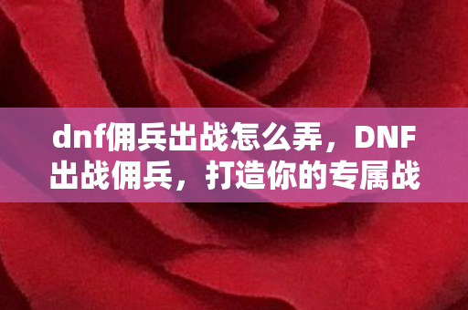 dnf佣兵出战怎么弄,DNF出战佣兵,打造你的专属战斗团队 dnf佣兵出战怎么弄,DNF出战佣兵,打造你的专属战斗团队