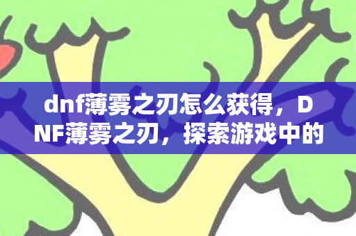 dnf薄雾之刃怎么获得，DNF薄雾之刃，探索游戏中的神秘武器