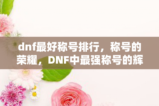 dnf最好称号排行，称号的荣耀，DNF中最强称号的辉煌之路