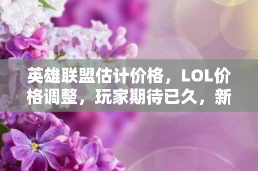 英雄联盟估计价格，LOL价格调整，玩家期待已久，新策略能否重塑市场格局？