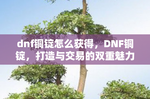 dnf铜锭怎么获得，DNF铜锭，打造与交易的双重魅力