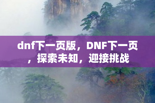 dnf下一页版，DNF下一页，探索未知，迎接挑战