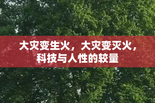 大灾变生火,大灾变灭火,科技与人性的较量 大灾变生火,大灾变灭火,科技与人性的较量