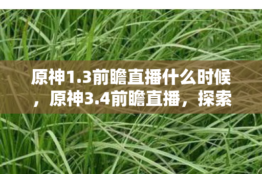 原神1.3前瞻直播什么时候,原神3.4前瞻直播,探索新世界的奇妙之旅 原神1.3前瞻直播什么时候,原神3.4前瞻直播,探索新世界的奇妙之旅