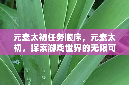 元素太初任务顺序,元素太初,探索游戏世界的无限可能 元素太初任务顺序,元素太初,探索游戏世界的无限可能