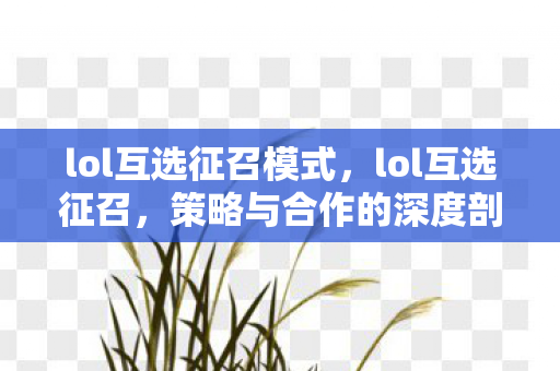 lol互选征召模式，lol互选征召，策略与合作的深度剖析
