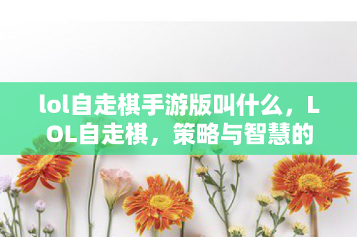 lol自走棋手游版叫什么，LOL自走棋，策略与智慧的碰撞