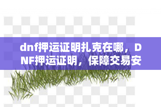 dnf押运证明扎克在哪，DNF押运证明，保障交易安全的重要一环