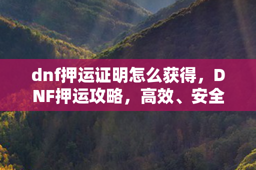 dnf押运证明怎么获得，DNF押运攻略，高效、安全获取珍贵物品