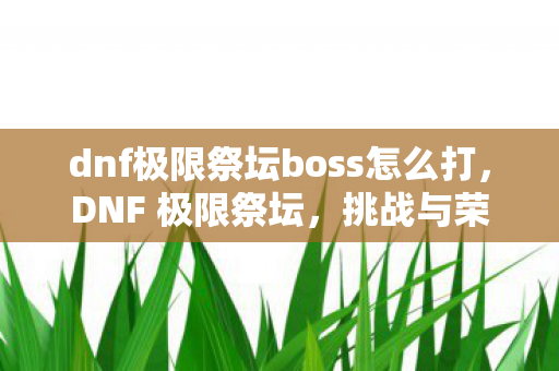 dnf极限祭坛boss怎么打，DNF 极限祭坛，挑战与荣耀的极限舞台