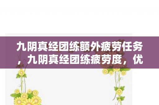 九阴真经团练额外疲劳任务，九阴真经团练疲劳度，优化策略与实战心得