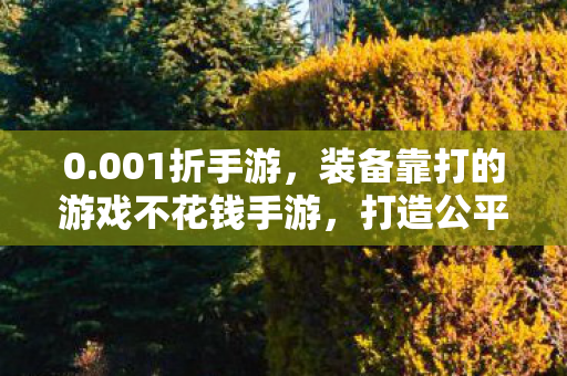 0.001折手游，装备靠打的游戏不花钱手游，打造公平竞技的娱乐新天地