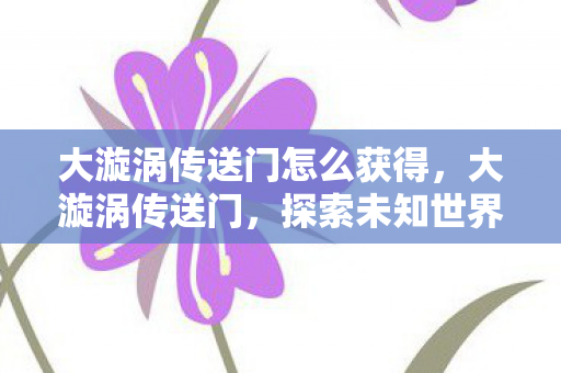 大漩涡传送门怎么获得，大漩涡传送门，探索未知世界的神秘通道