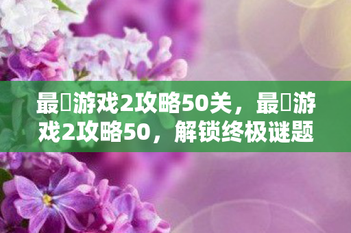 最囧游戏2攻略50关，最囧游戏2攻略50，解锁终极谜题，挑战智慧极限