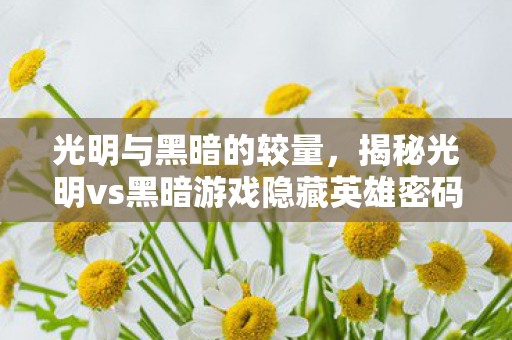 光明与黑暗的较量，揭秘光明vs黑暗游戏隐藏英雄密码