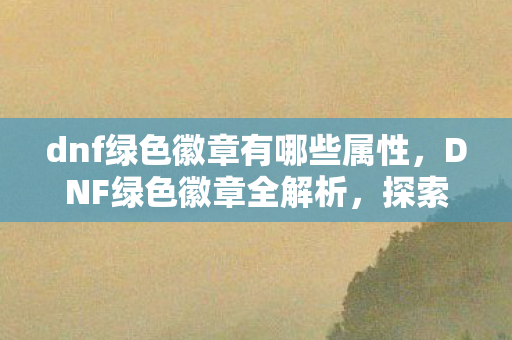 dnf绿色徽章有哪些属性，DNF绿色徽章全解析，探索那些令人向往的徽章魅力