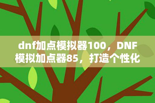 dnf加点模拟器100，DNF模拟加点器85，打造个性化角色，提升战斗实力