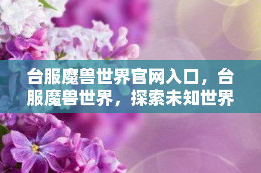 台服魔兽世界官网入口，台服魔兽世界，探索未知世界的奇幻之旅