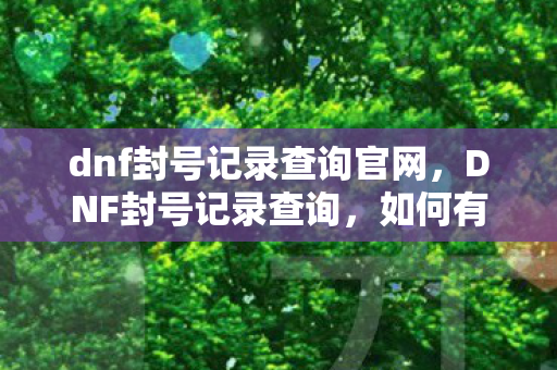 dnf封号记录查询官网，DNF封号记录查询，如何有效查询与避免封号风险