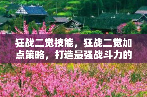 狂战二觉技能，狂战二觉加点策略，打造最强战斗力的关键