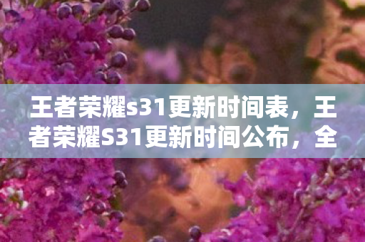 王者荣耀s31更新时间表，王者荣耀S31更新时间公布，全新赛季即将开启