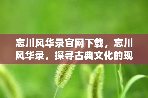 忘川风华录官网下载，忘川风华录，探寻古典文化的现代演绎