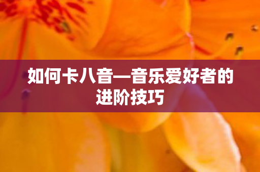 如何卡八音—音乐爱好者的进阶技巧