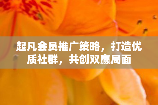 起凡会员推广策略,打造优质社群,共创双赢局面 起凡会员推广策略,打造优质社群,共创双赢局面