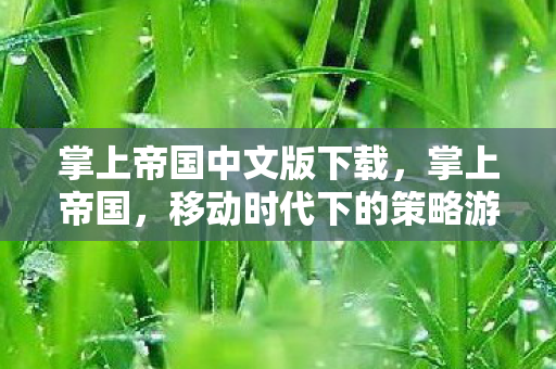 掌上帝国中文版下载，掌上帝国，移动时代下的策略游戏新篇章