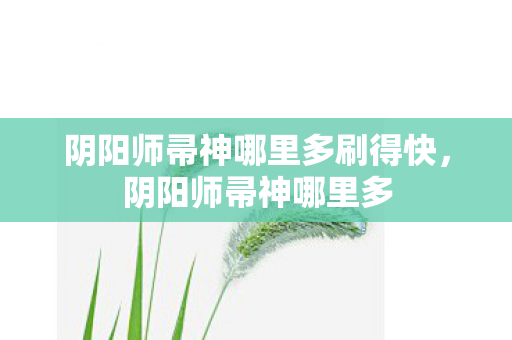 阴阳师帚神哪里多刷得快，阴阳师帚神哪里多