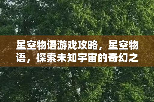 星空物语游戏攻略，星空物语，探索未知宇宙的奇幻之旅