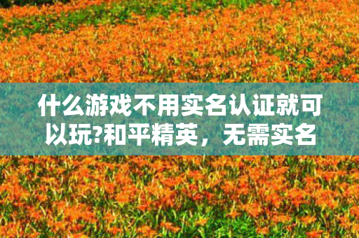 什么游戏不用实名认证就可以玩?和平精英，无需实名认证，畅享经典游戏乐趣