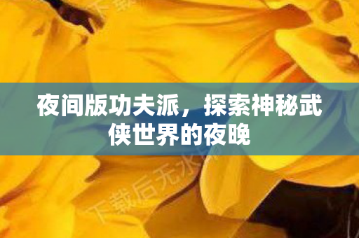 夜间版功夫派，探索神秘武侠世界的夜晚