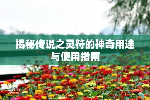 揭秘传说之灵符的神奇用途与使用指南