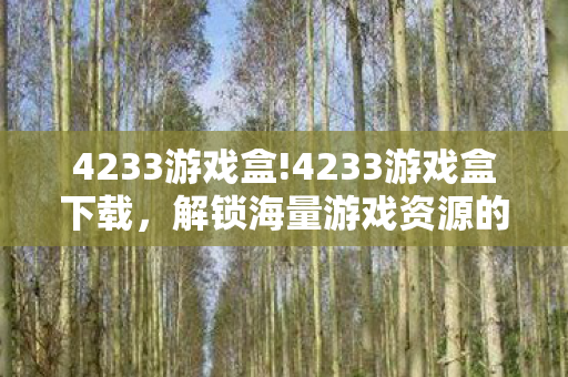 4233游戏盒!4233游戏盒下载，解锁海量游戏资源的便捷途径