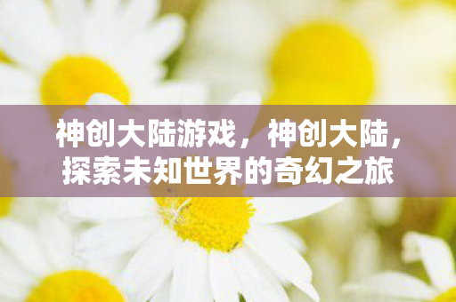 神创大陆游戏，神创大陆，探索未知世界的奇幻之旅