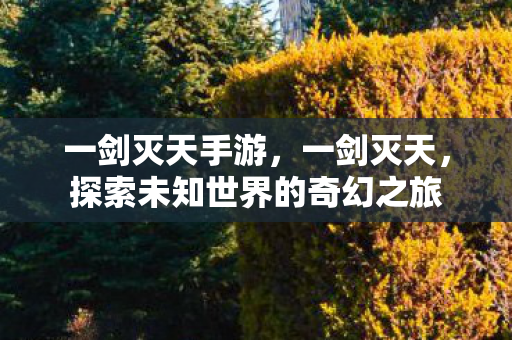 一剑灭天手游，一剑灭天，探索未知世界的奇幻之旅