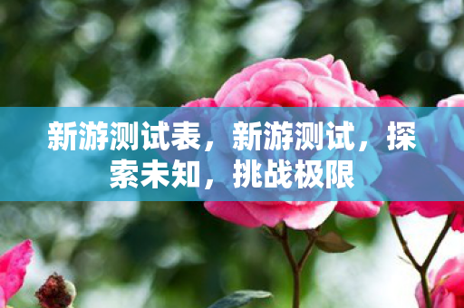 新游测试表，新游测试，探索未知，挑战极限